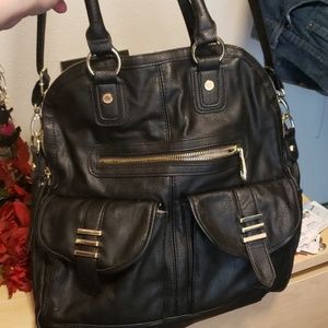Steve Madden Black multi zipper shoulder bag